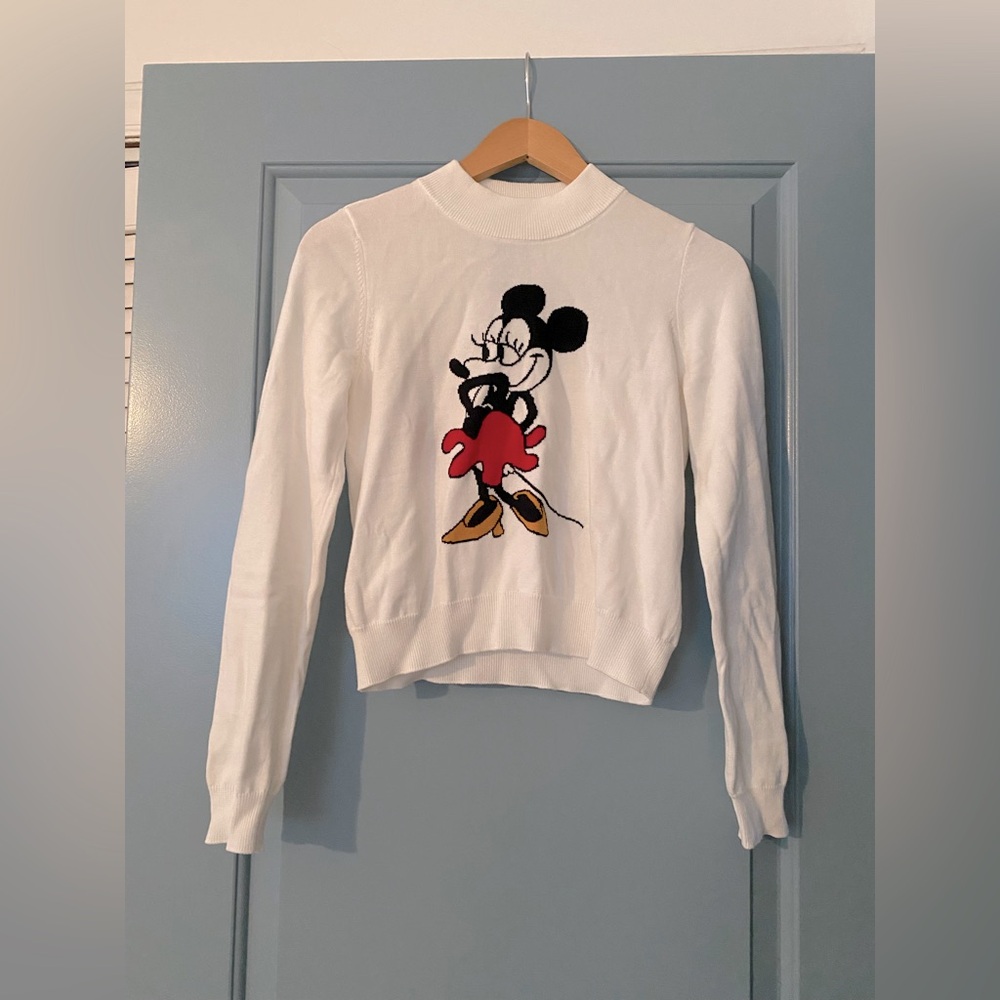 Disney x F21 Minnie Mouse mock neck high crew sweater size Small